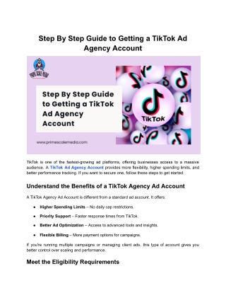 Step By Step Guide to Getting a TikTok Ad Agency Account
