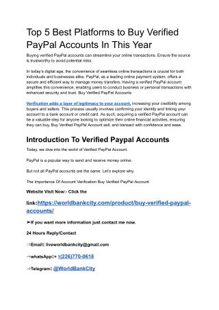 Top 5 Best Platforms to Buy Verified PayPal Accounts In This Year