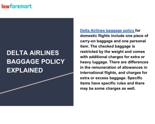 DELTA AIRLINES BAGGAGE POLICY EXPLAINED