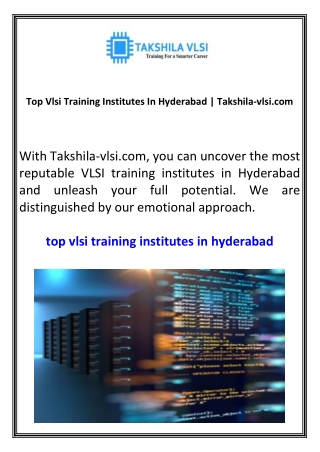 Top Vlsi Training Institutes In Hyderabad  Takshila-vlsi.com