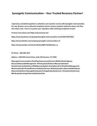 Synergetic Communication – Your Trusted Recovery Partner!