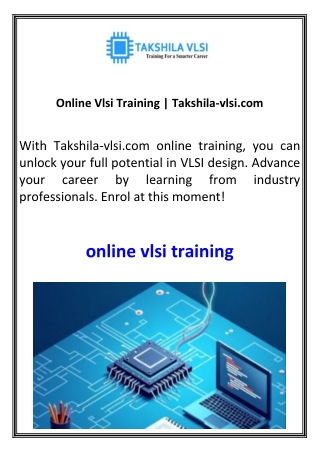 Online Vlsi Training  Takshila-vlsi.com