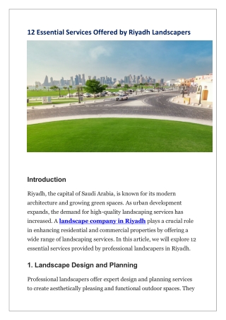 12 Essential Services Offered by Riyadh Landscapers