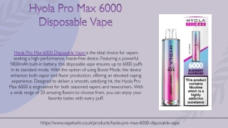 Hyola Pro Max 6000 Puffs Disposable Vape