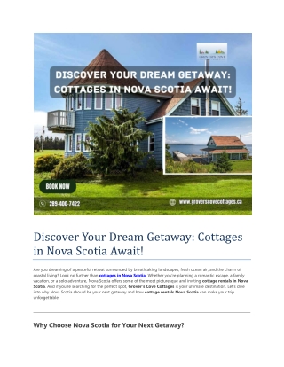 Discover Your Dream Getaway: Cottages in Nova Scotia Await!
