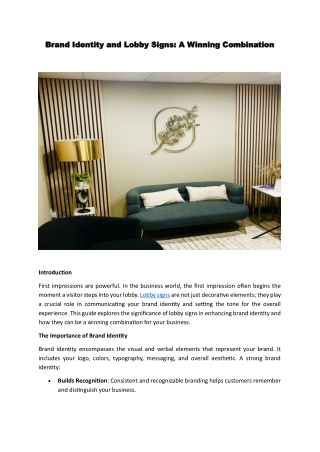 Brand Identity and Lobby Signs: A Winning Combination