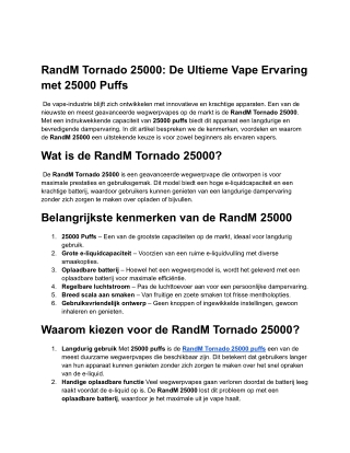 RandM Tornado 25000_ De Ultieme Vape Ervaring met 25000 Puffs