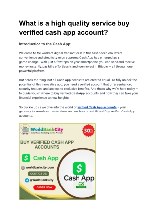 What is a high quality service buy verified cash app account
