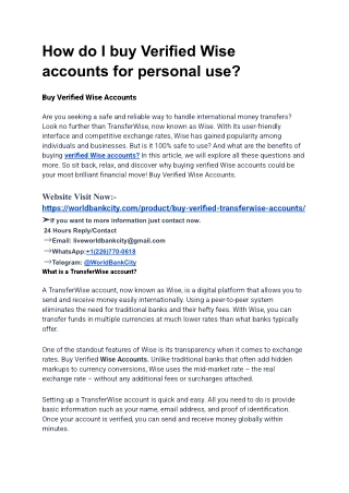 How do I buy Verified Wise accounts for personal use