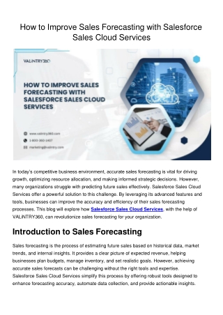 How to Improve Sales Forecasting with Salesforce Sales Cloud Services