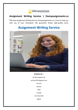 Essay Writer Canada  Domyassignments.ca