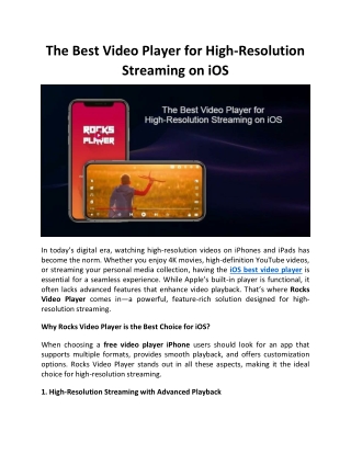 The Best Video Player for High-Resolution Streaming on iOS