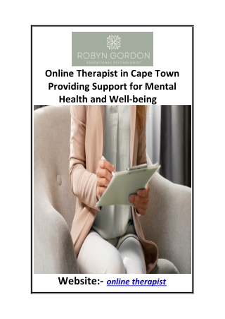 Online Therapist in Cape Town Providing Support for Mental Health and Well-being