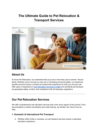 The Ultimate Guide to Pet Relocation & Transport Services