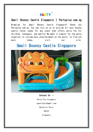 Small Bouncy Castle Singapore  Partyplus.com.sg