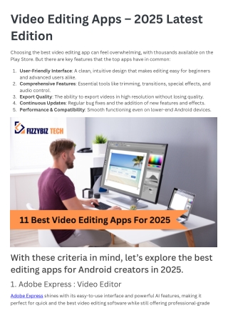 Video Editing Apps – 2025 Latest Edition