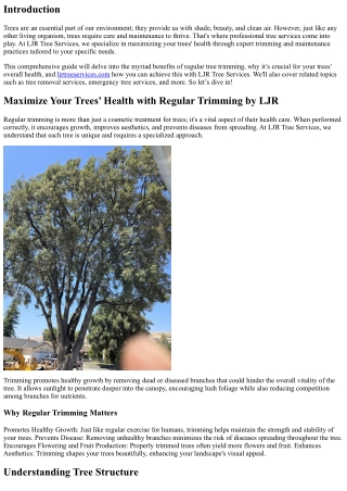 Maximize Your Trees’ Health with Regular Trimming by LJR
