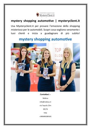 mystery shopping automotive  mysteryclient.it