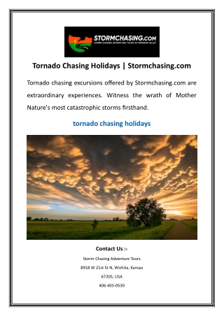 Tornado Chasing Holidays | Stormchasing.com