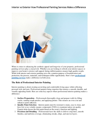 Interior vs Exterior How Professional Painting Services Make a Difference