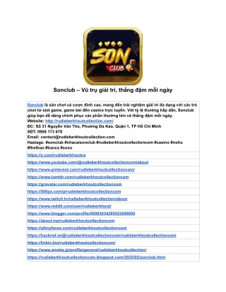 Sonclub – Vũ trụ giải trí, thắng đậm mỗi ngày