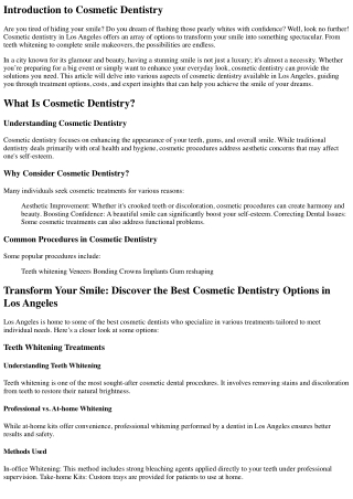 Transform Your Smile: Discover the Best Cosmetic Dentistry Options in Los Angele