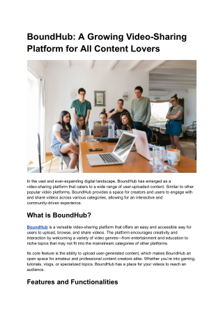 BoundHub_ A Growing Video-Sharing Platform for All Content Lovers