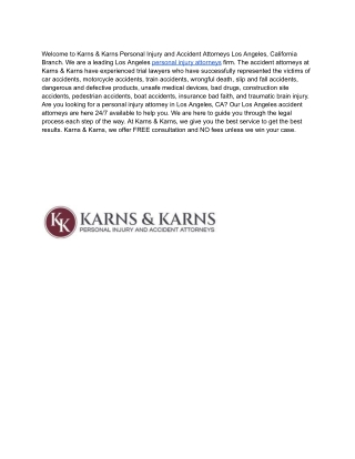 Karns & Karns Personal Injury and Accident Attorneys Los Angeles California