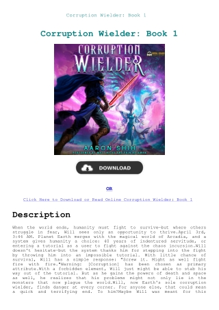 Corruption Wielder Book 1