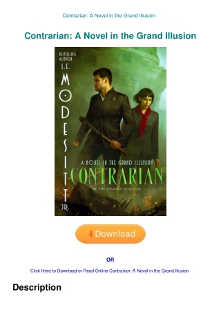 Contrarian A Novel in the Grand Illusion