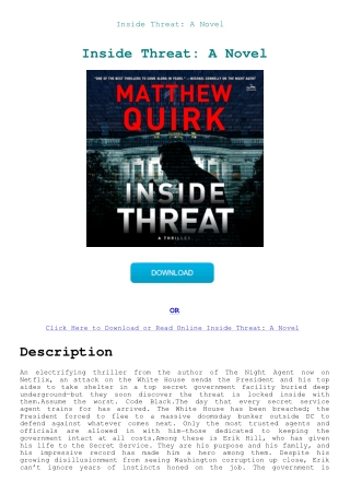 Inside Threat A Novel