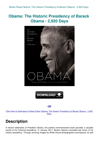 Books Read Obama The Historic Presidency of Barack Obama - 2 920 Days