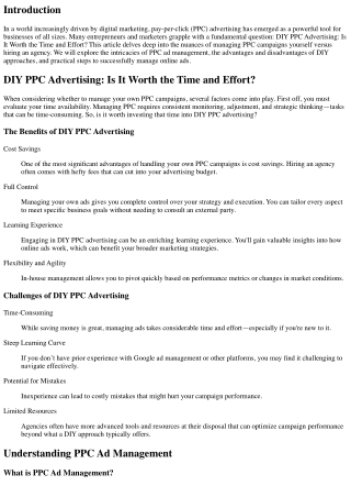 DIY PPC Advertising: Is It Worth the Time and Effort?