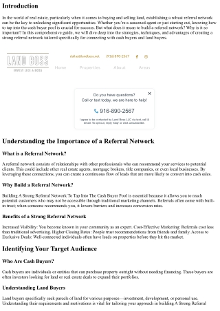 “Building A Strong Referral Network To Tap Into The cash buyer Pool”