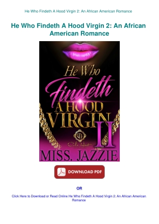 He Who Findeth A Hood Virgin 2 An African American Romance
