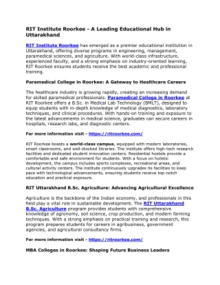 RIT Institute Roorkee - A Leading Educational Hub in Uttarakhand