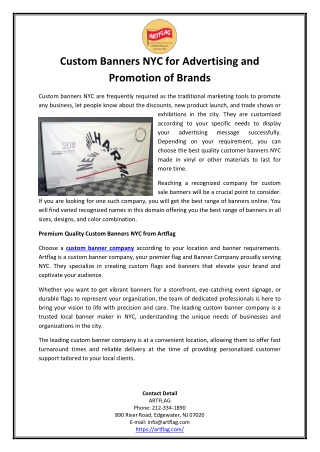 Custom Banners NYC for Advertising and Promotion of Brands