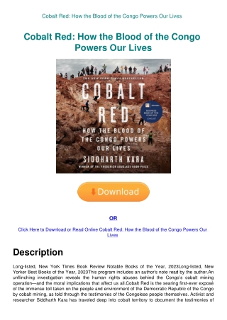 Cobalt Red How the Blood of the Congo Powers Our Lives