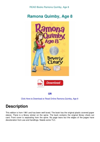READ Books Ramona Quimby  Age 8