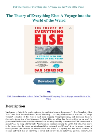 PDF The Theory of Everything Else A Voyage into the World of the Weird