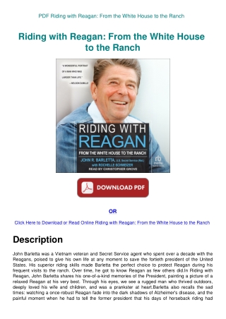 PDF Riding with Reagan From the White House to the Ranch