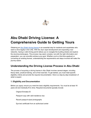 Essential Steps to Obtain Your Abu Dhabi Driving License for Safe and Confident