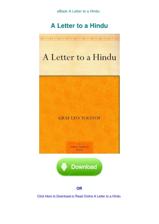 eBook A Letter to a Hindu