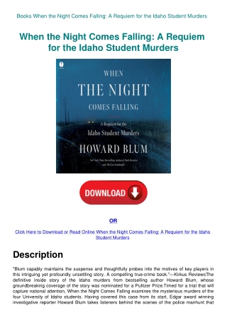 Books When the Night Comes Falling A Requiem for the Idaho Student Murders