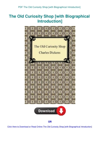 PDF The Old Curiosity Shop [with Biographical Introduction]