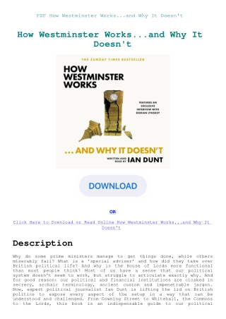 PDF How Westminster Works...and Why It Doesn't