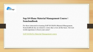 Sap S 4 Hana Material Management Course  Scmcloudbook