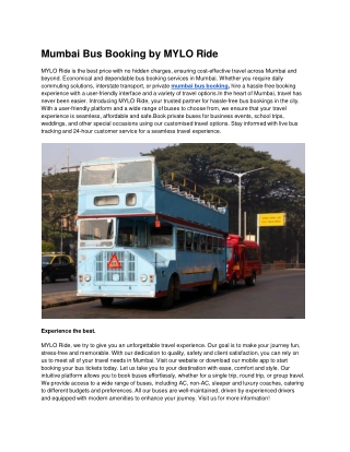 Mumbai Bus Booking by MYLO Ride
