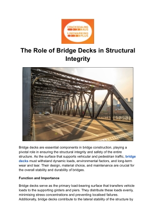 The Role of Bridge Decks in Structural Integrity