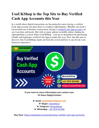 UsaUKShop is the Top Site to Buy Verified Cash App Accounts this Year